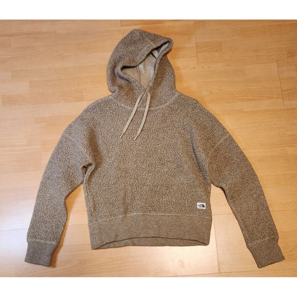 The North Face Hoodie Women’s Small Beige Flax Heather Harrison Pullover Sherpa